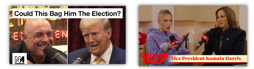 Joe Rogan and Call Her Daddy YouTube thumbnails