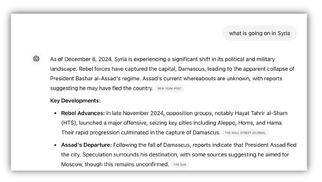 ChatGPT Search example