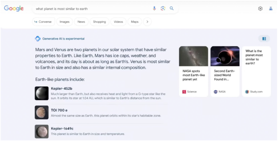 A search result using Google Gemini