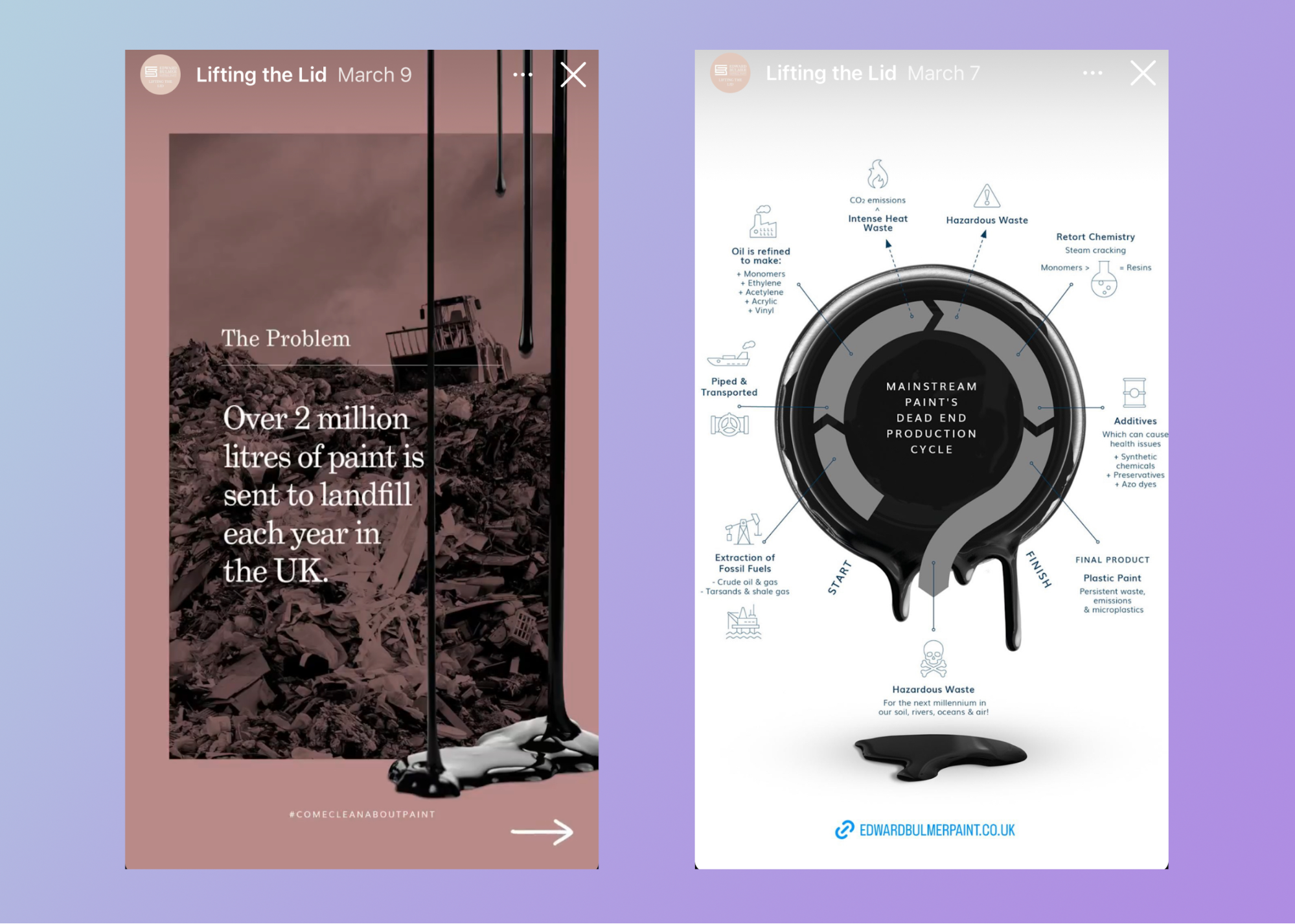 Branded graphics from Bulmer Paints demonstrate the company's sustainability initiatives.