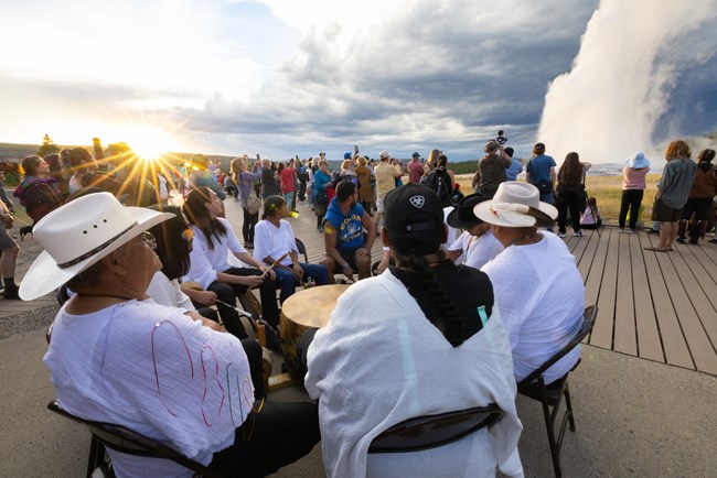Yellowstone Revealed: Patti Baldes' ReMatriate performance at Old Faithful